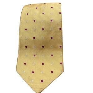 Vintage Brooks Brothers 346 Pure Silk Yellow Diamond & Red Square Pattern Tie